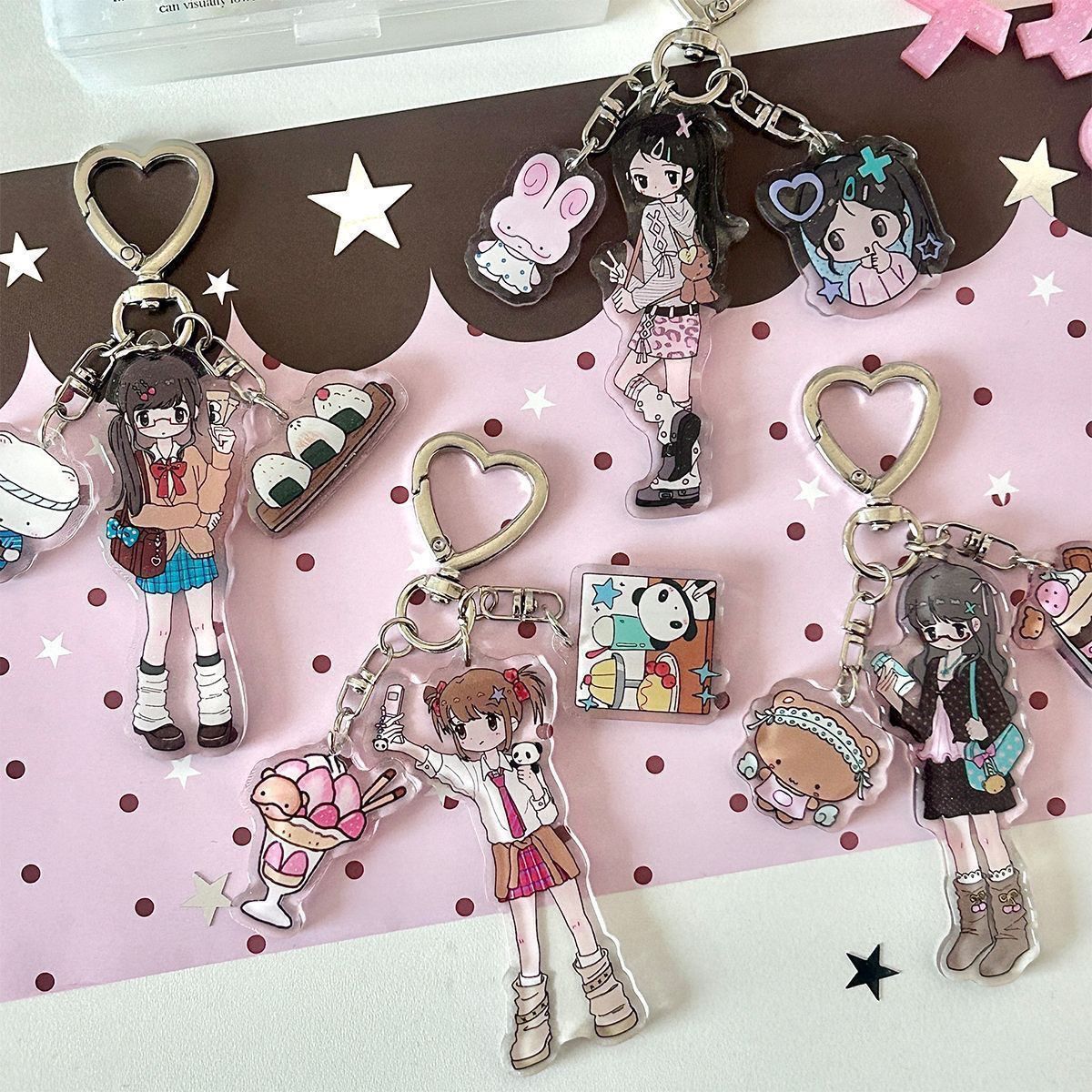 Phone Accessories Keychain - Cute Girl Aesthetic Acrylic Phone Accessories