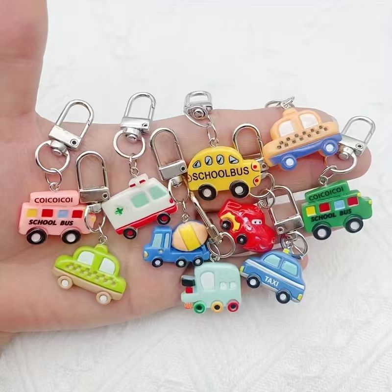 Phone Accessories Keychain - 10pcs resin cartoon car keychain, suitable