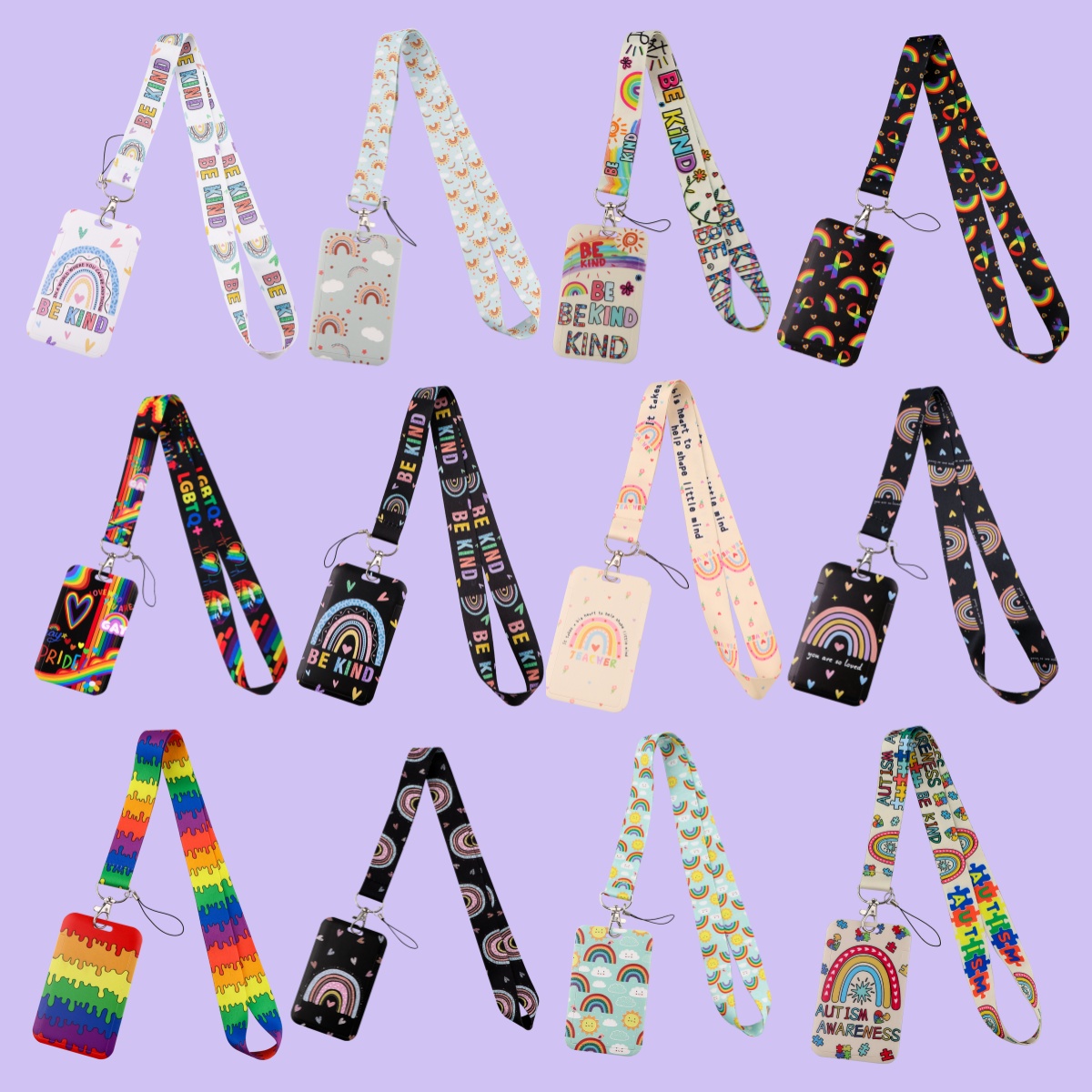 Rainbow Lanyards For Keychain  - огляд і ціна Neck Hanging Phone Holder