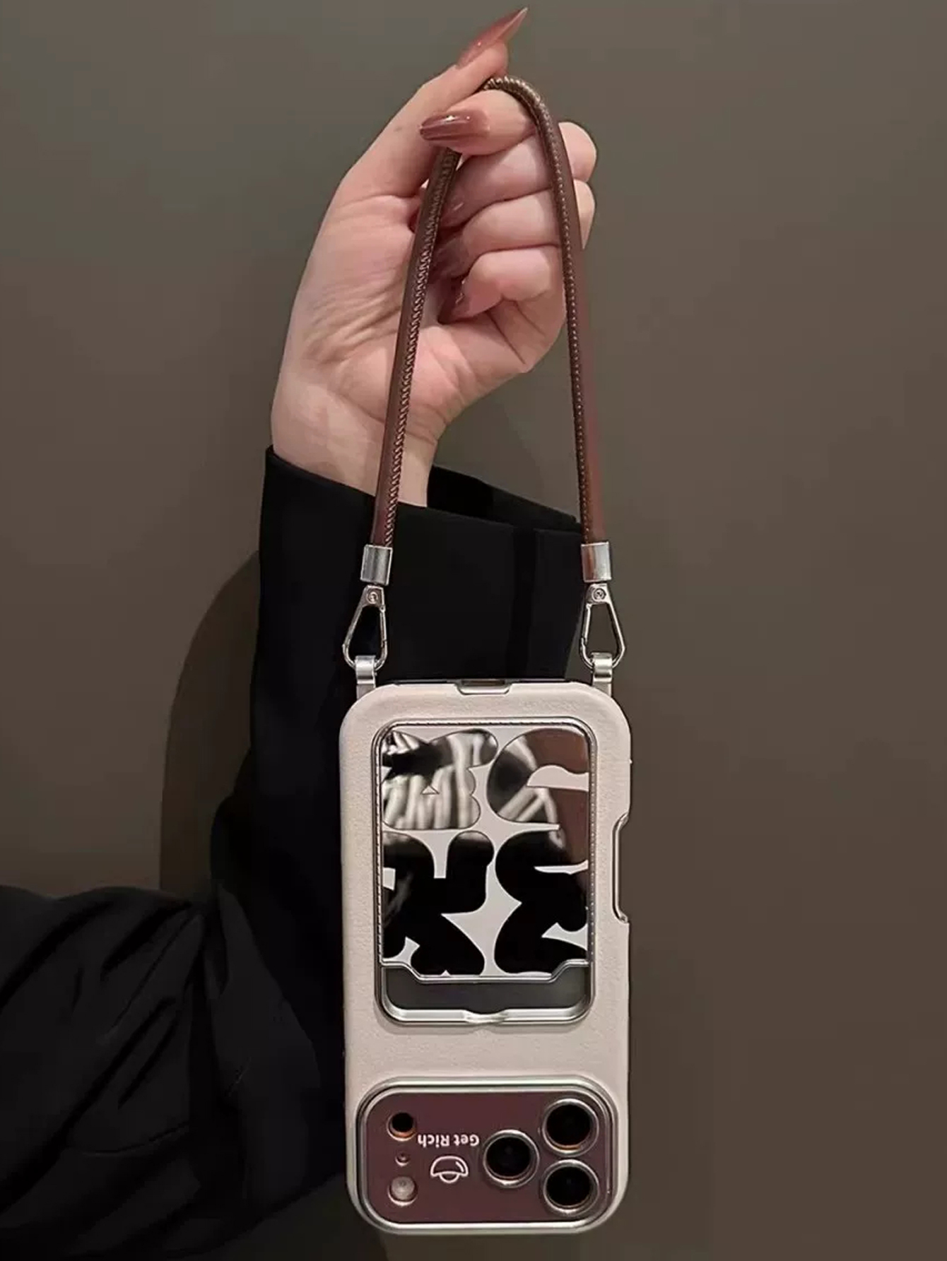 Luxury Leather Mirror Card Hol - огляд і ціна Phone Accessories Hippers