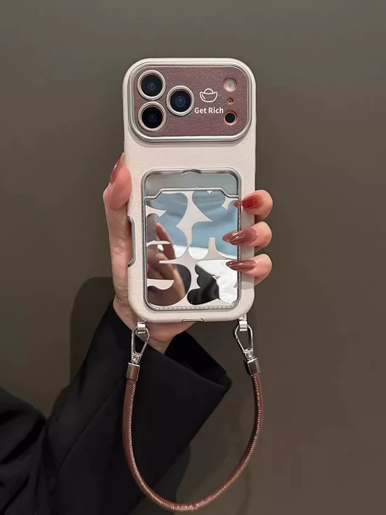Luxury Leather Mirror Card Hol - огляд і ціна Phone Accessories Hippers