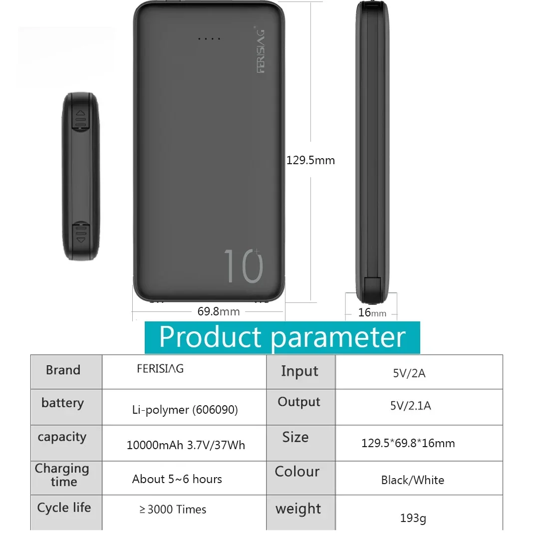FERISING 3IN1 10000mAh Power B - огляд і ціна Power Bank Slim